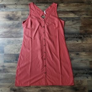 R.E.I Moutain Khakis Women's Pink Casual Knee Length Button Front Hailey Dress L